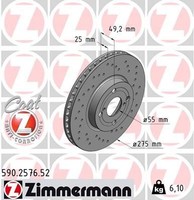 2X Zimmermann Bremsscheibe 590.2576.52 FüR Toyota