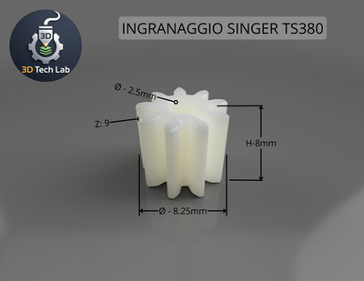 SINGER TINY SERGER TS380 PLUS Gear Compatible Nylon PA6 Printed
