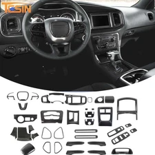 39x Carbon Fiber Interior Dash Panel Cover Trim Overlay for Dodge Charger 15-23