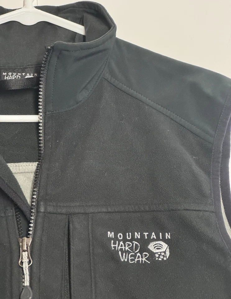 Chaleco polar Mountain Hardware para hombre mediano negro carcasa suave bolsillos con cremallera completa Foto 4 de 4