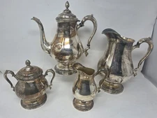 1847 Rogers Bros IS Remembrance Silverplate Coffeepot, Creamer, Sugar, Pitcher