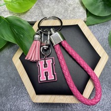 5 Stainless Steel Tassel Initial H Charm Wristlet Keychain New Free Ship C555
