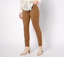 GRAVER Susan Graver Petite Stretch Slim Leg Ankle Pants- Mocha Sz PS a623500