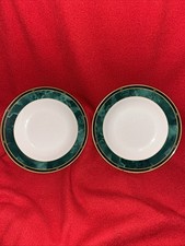 Retroneu Jade Garland Dinner Plates Green Black White With Gold Trim Set Of 2