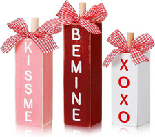 3 Pcs Valentine'S Day Decorations for Home Valentines Table Block Sign Wooden...
