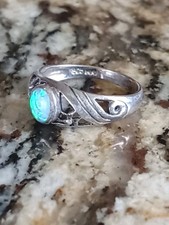 Vintage Southwestern Sterling Silver 925 Ring With Opal Size 8