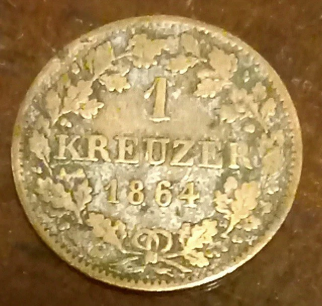 German States: 1864 Bavaria 1 Kreuzer (VF), Reign of Maximillian I - Image 2 of 2