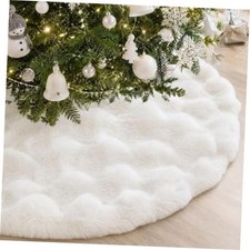 24inch White Christmas Tree Skirt Mini Faux Fur Mat Xmas 24 Inch Cream White