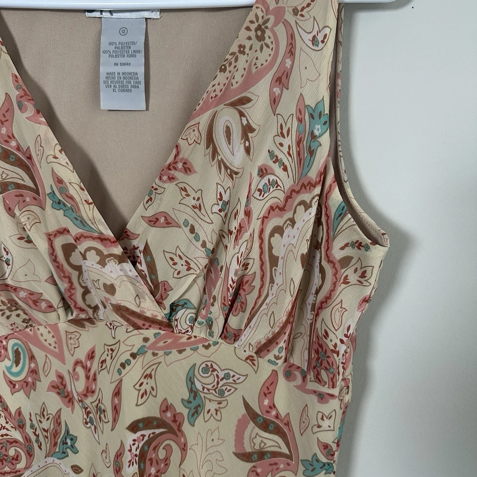 Vestido Babydoll De Colección Y2K Dressbarn Talla 12 Cintura Caída Volantes Sin Mangas Hada Boho Foto 2 de 4