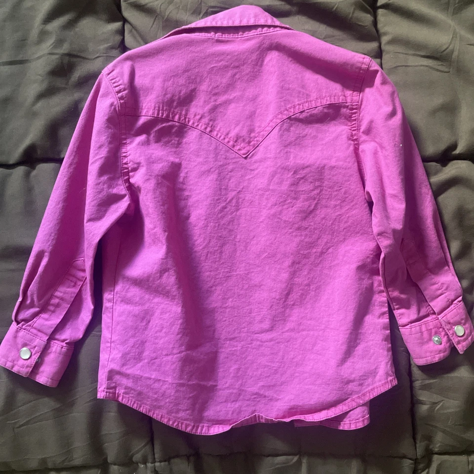 女童牧马人粉色珍珠 Snap 西部衬衫 XXS — 第 3/3 张图片