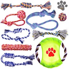 9 PCS Durable Cotton Tug Teething Rope Chew Toys for Puppies Small Dogs