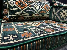 Arabic Majlis floor sofa set Green 4 Piece Set