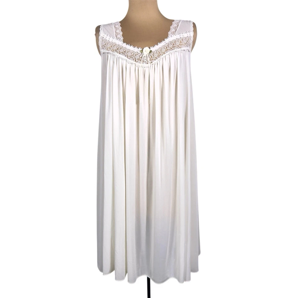 Camisón de encaje blanco vintage Miss Elaine Medium Bridal Cottagecore Foto 3 de 4
