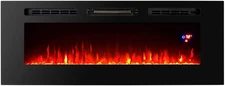Toplife Electric Fireplace Mounted or in Wall Recessed, 50" W X 5" D X 19" H, Bl