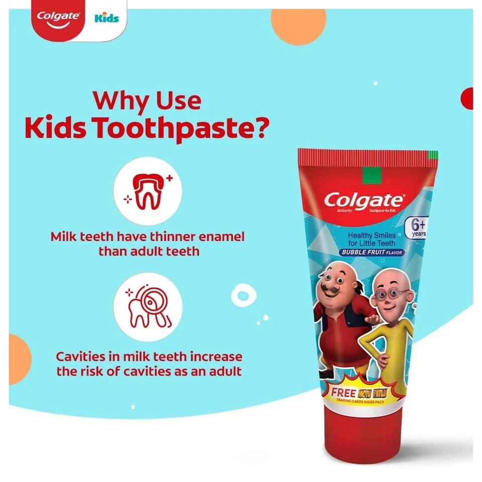 Colgate Kids Toothpaste Bubble Fruit Flavour helps children fight cavities 80gm - Image 3 of 4