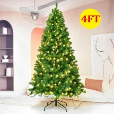 4ft Spruce Artificial Christmas Tree with LED Lights Stand Bushy Xmas Bushy Pine