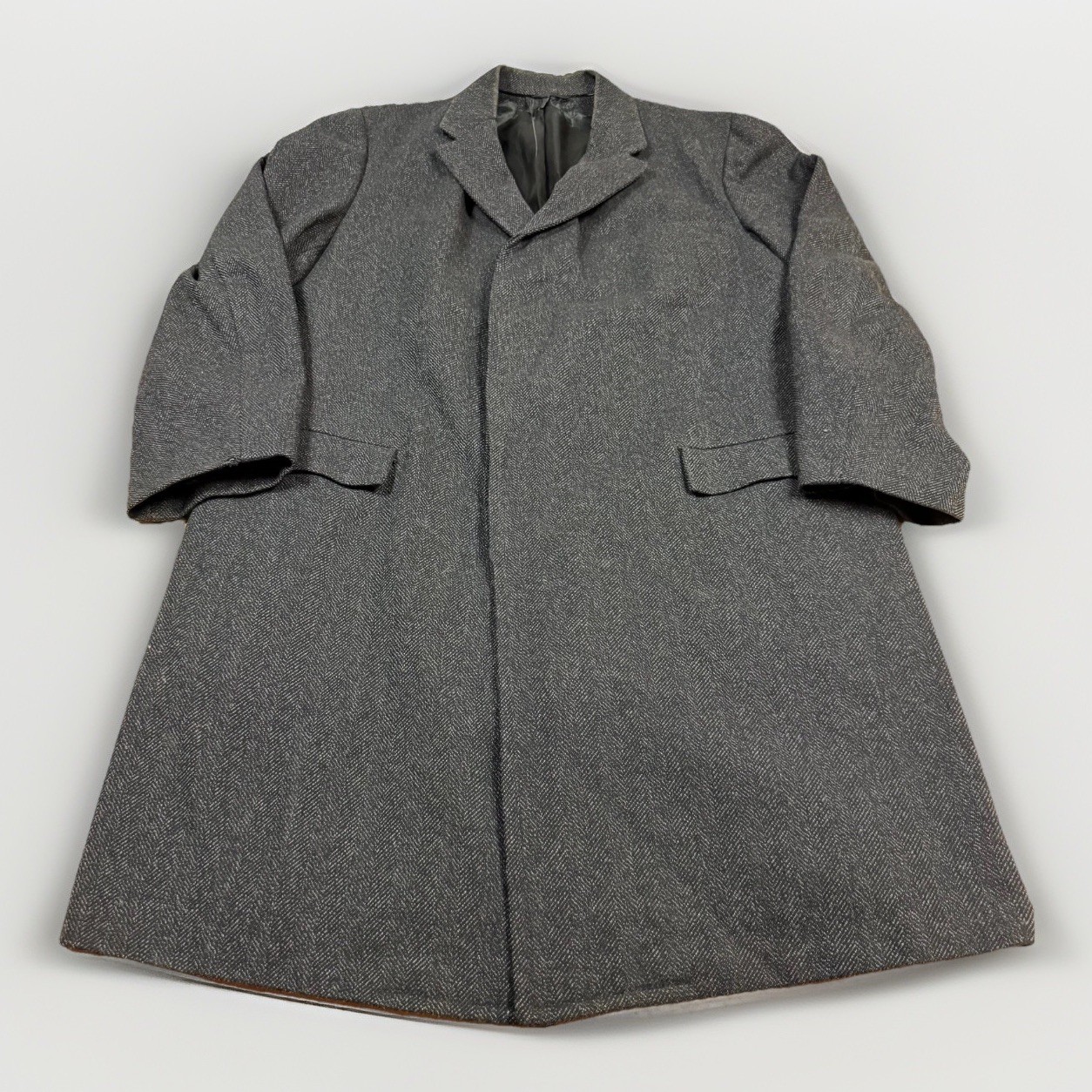 Vintage 50s Tweed Wool Overcoat Atomic Medium Top Car Coat 60s Bespoke Heavy