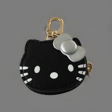 Cute NEW BLACK HELLO KITTY COIN PURSE AIRTAG AIRPOD holder bag charm goth RARE