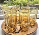 VTG Colonial Tulip Anchor Hocking Amber Honey Tumblers 12oz Glasses Water Tea-6
