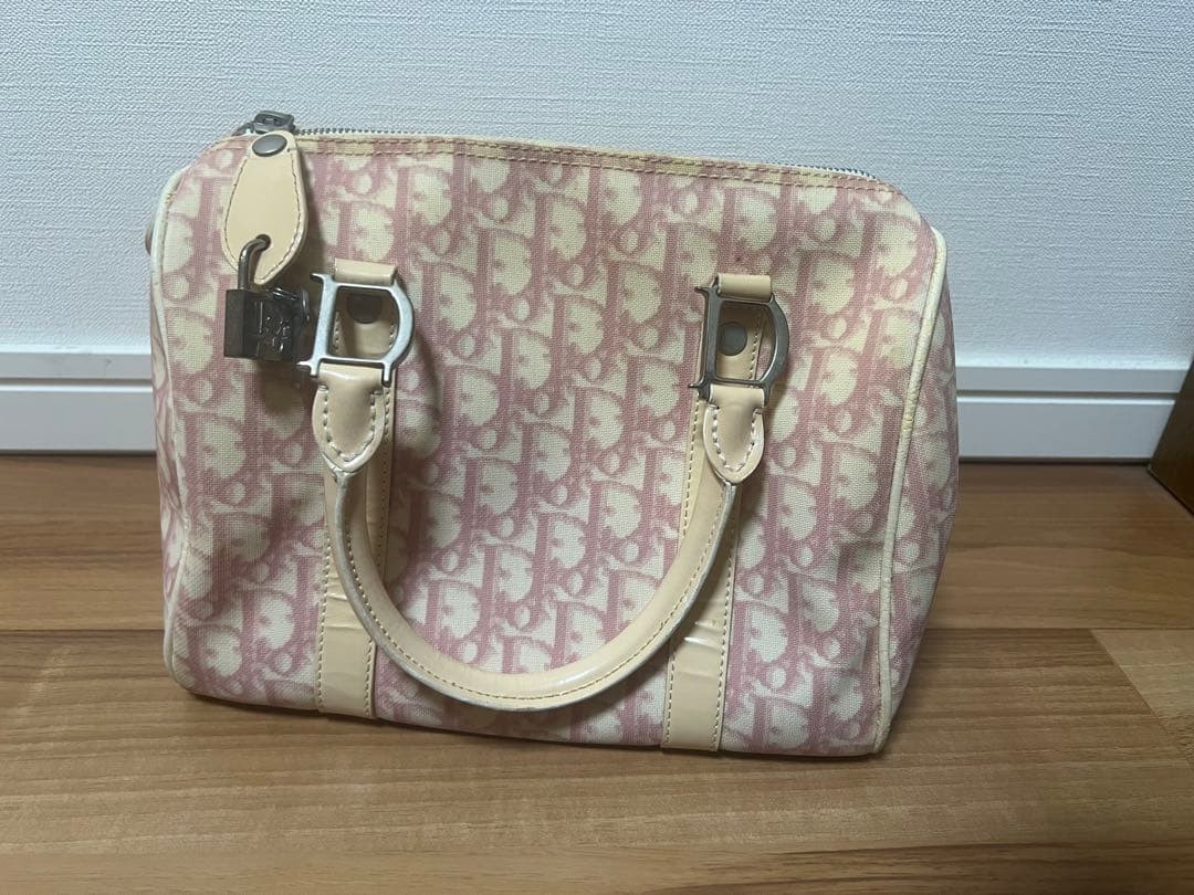 Christian Dior Mini Boston Bag Canvas Leather Pink Trotter Women's Authentic thumbnail 12
