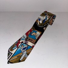 Vintage Nicole Miller Neck Tie Mens Multicolored Silk Baseball Hand Sewn 90s