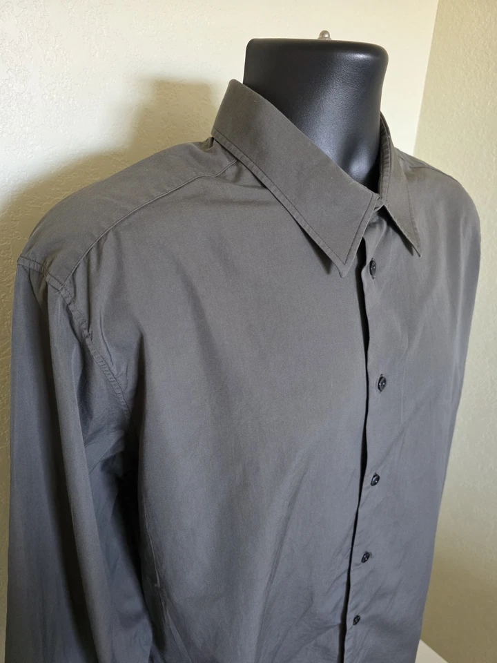 Camisa de Vestir Clásica Hermes Gris Rara Increíble 100% Algodón Hecha en Francia Talla 44 Foto 2 de 4