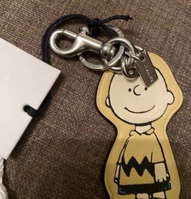 Coach x Peanuts 2025 Charlie Brown Leather Bag Charm Keychain