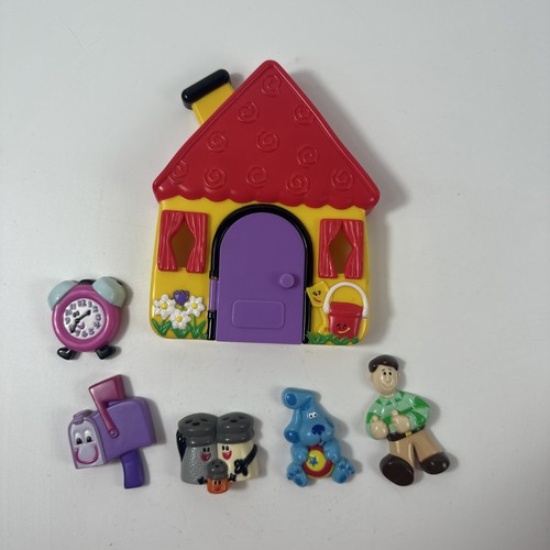 Vintage TYCO giocattoli prescolari indizi blu magnete amici set casa cassetta postale Steve 1999