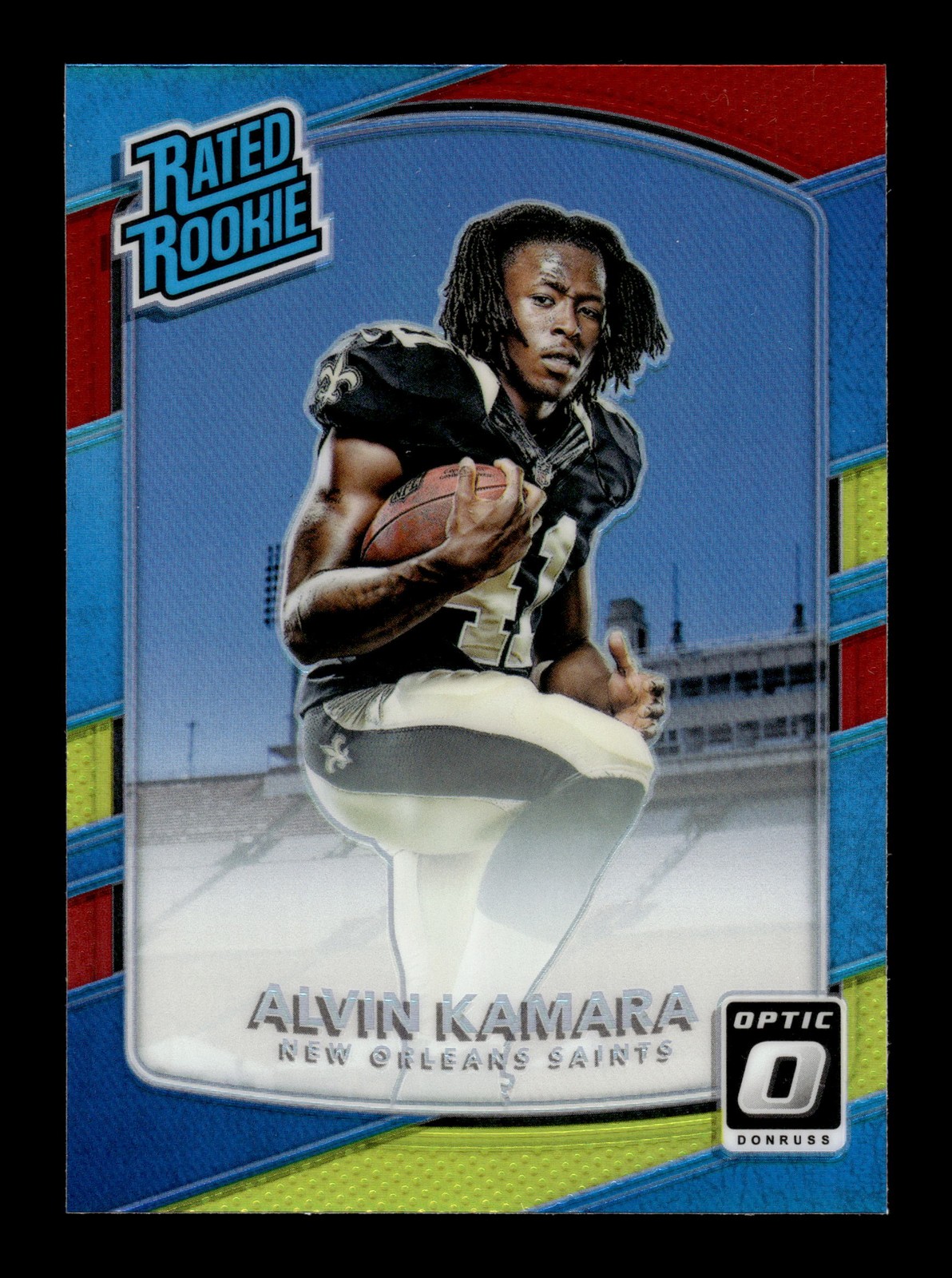 2017 Donruss Optic #199 Alvin Kamara Red and Yellow Rookie RC