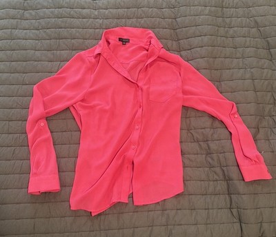 The Limited Essential Shirt Women Size Medium Pink Long Sleeve Button Up Top