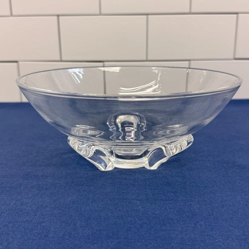 Steuben Trillium Footed Art Glass Bowl Signed Vintage 1960s