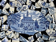 Broken China Mosaic Tiles Blue White Mix Colonial Williamsburg Focal 70 pcs