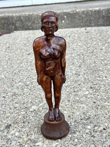 Antique Nude Woman Carved Figure Folk Art 1930s Midwestern Outsider Sculpture - Picture 20 of 24