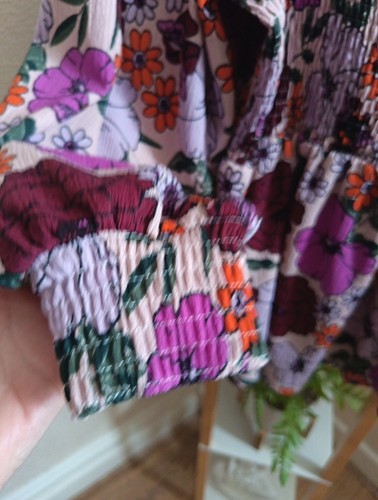 STUNNING SIZE 20 SIMPLY BE PURPLE & PINK FLORAL OFF THE SHOULDER ROUCHED BODY... - Picture 5 of 8