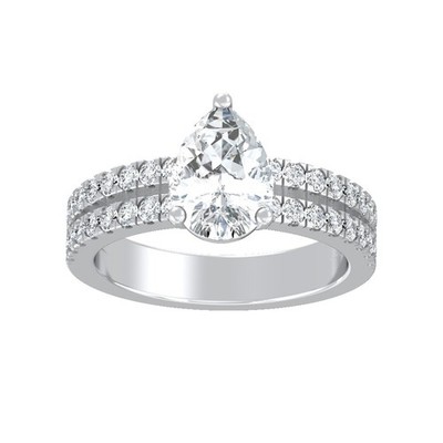 2Ct Lab Grown Diamond 14K White Gold Double Row Engagement Ring Size 7 for Women
