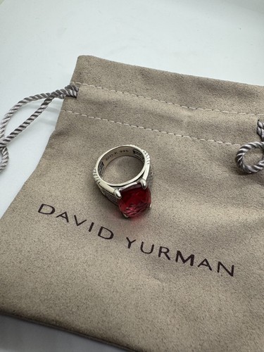 David Yurman Sterling Silver Tides 16x12mm Tourmaline & Diamond Ring Size 7. G05