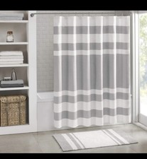 Madison Park Spa Waffle Shower Curtain Grey with 3M Scotchgard 72 x 72 MP70-1484