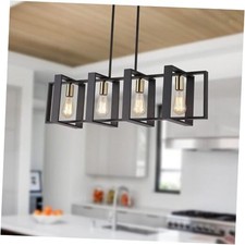 35.4" Kitchen Island Lighting Fixture, Dining Room Chandeliers 4 Lights Black