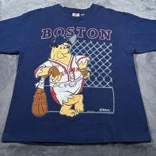 Vintage 1994 Boston Red Sox MLB Baseball Fred Flintstone T-Shirt Mens X-Large