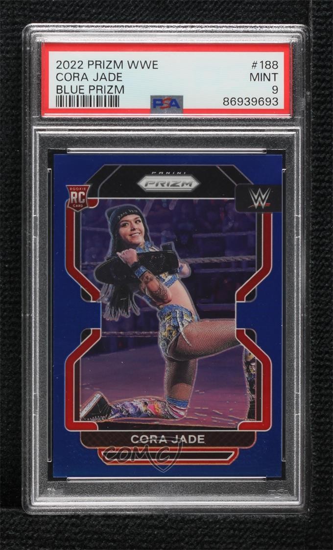 2022 Panini Prizm WWE Blue Prizm /199 Cora Jade #188 PSA 9 MINT Rookie RC