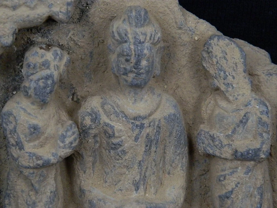 Antigua piedra de esquisto gandhara/gandharan Buda sentado c.100-200 ad ##STN608## Foto 4 de 4