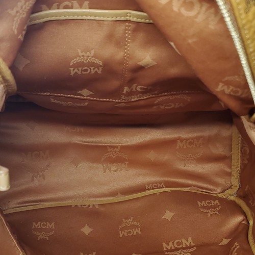 Original MCM Cognac Rucksack Nieten Logo Gold Silber Hardware - Große Größe - Bild 19 von 23