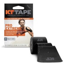 KT TAPE PRO EXTREME HIGH STRENGTH KINESIOLOGY TAPE BLACK 20 PRECUT STRIPS NO S/H