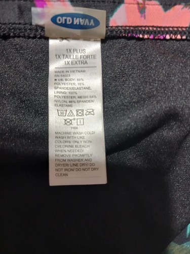 OLD NAVY*Black w Pink Green Tropical Floral Swim Bottom*Size 1X*LNC*High Leg - Picture 5 of 5