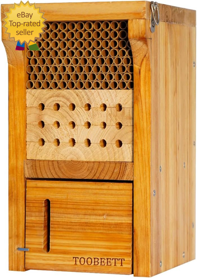 Mason Bee House Wax Coated Mason Bee Hive Wooden Insect Hotel Carpenter Bee Hous