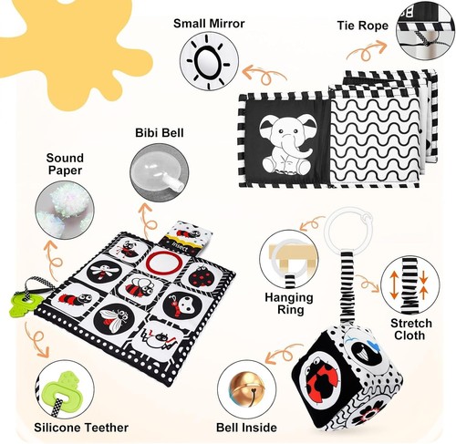 HappyKidsClub Black and White Sensory Toys, Baby Toys 0-6 Months Sensory Toys - Picture 4 of 8