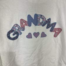 Vintage 90s Grandma Core Sweatshirt Adult Large USA Made White Heart Patchwork