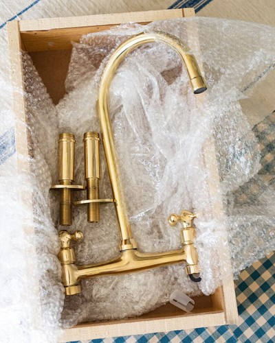 Unlacquered solid brass Bridge kitchen faucet , kitchen sink faucet , brass sink - Picture 7 of 9