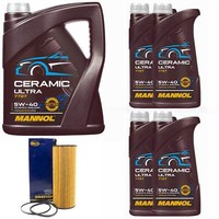 MotoröL Set Mannol 5W-40 Ceramic Ultra 9 Liter + ÖLfilter FüR Audi A6 A8 2.7 3.0