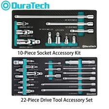DURATECH Drive Tool Accessory Set/Socket Accessory Kit w/EVA Foam Tool Organizer